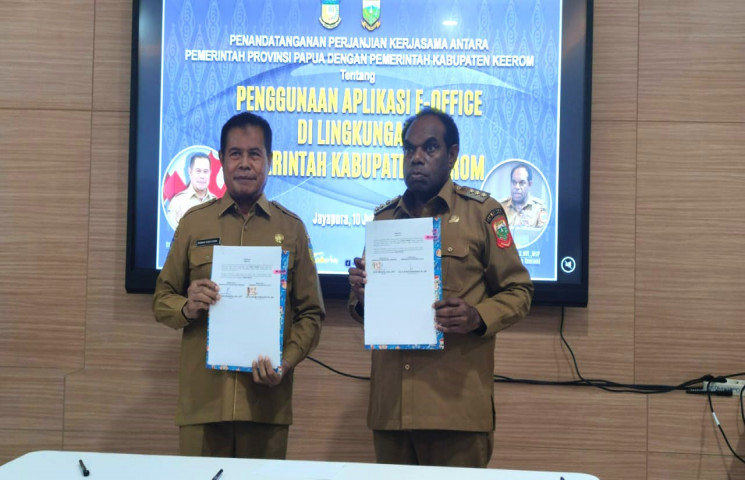 Gunakan Aplikasi E-Office, Pemkab Keerom Tandatangani PKS Dengan Pemprov Papua